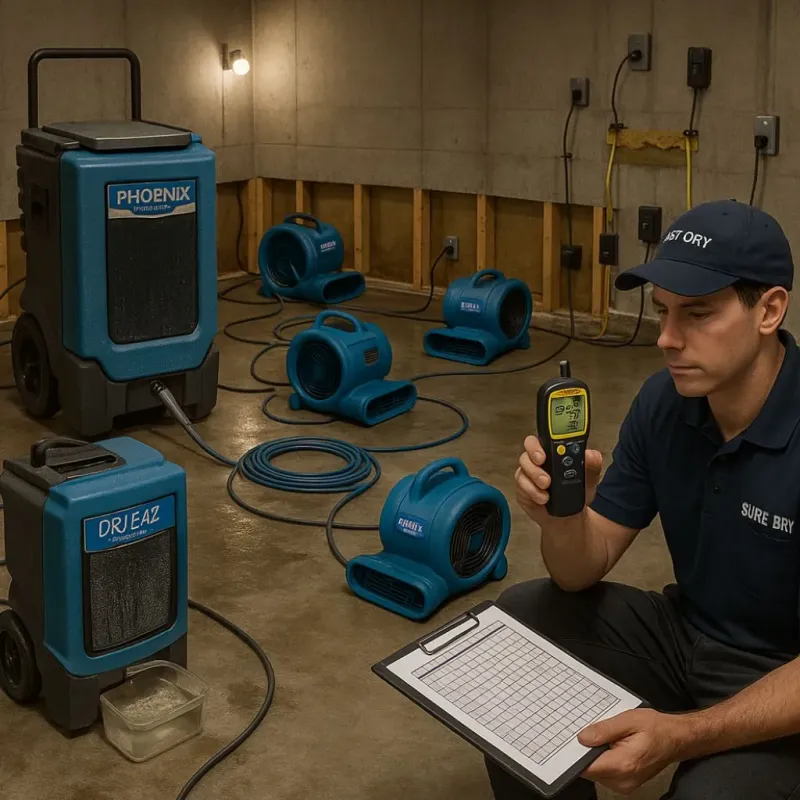 Structural Drying and Dehumidification process in Cloverdale, VA